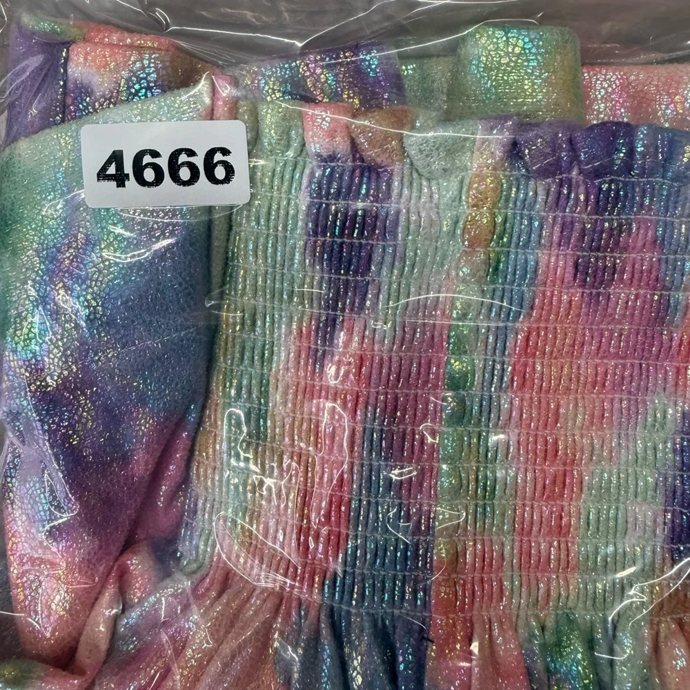 Queen of Sparkles rainbow tie dye‎ smocked party club shorts size xs